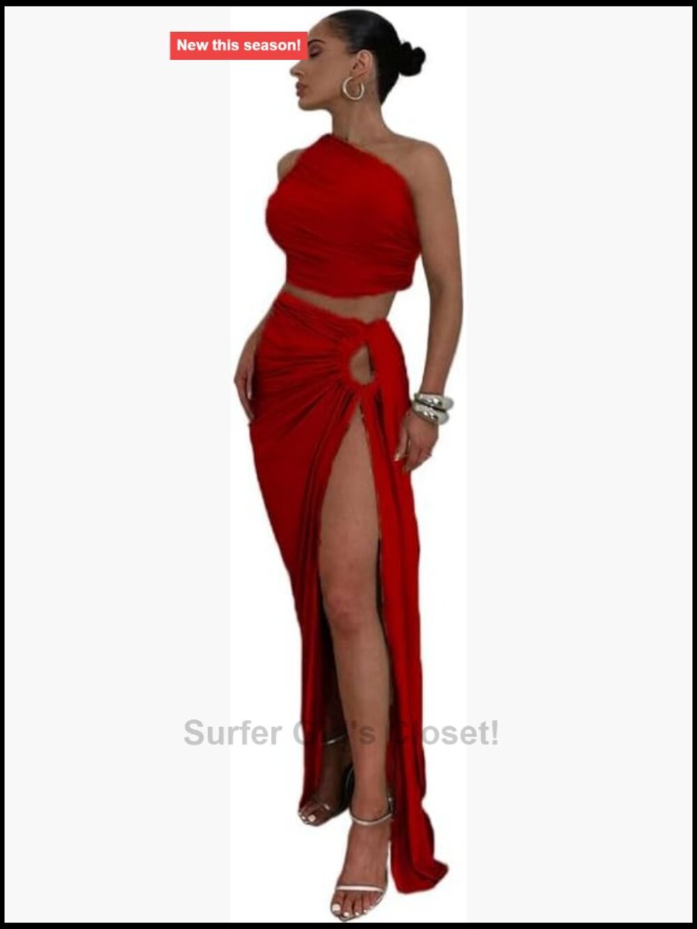 2 Piece Y2K Strapless Crop Top High Slit Bodycon Maxi Skirt Set